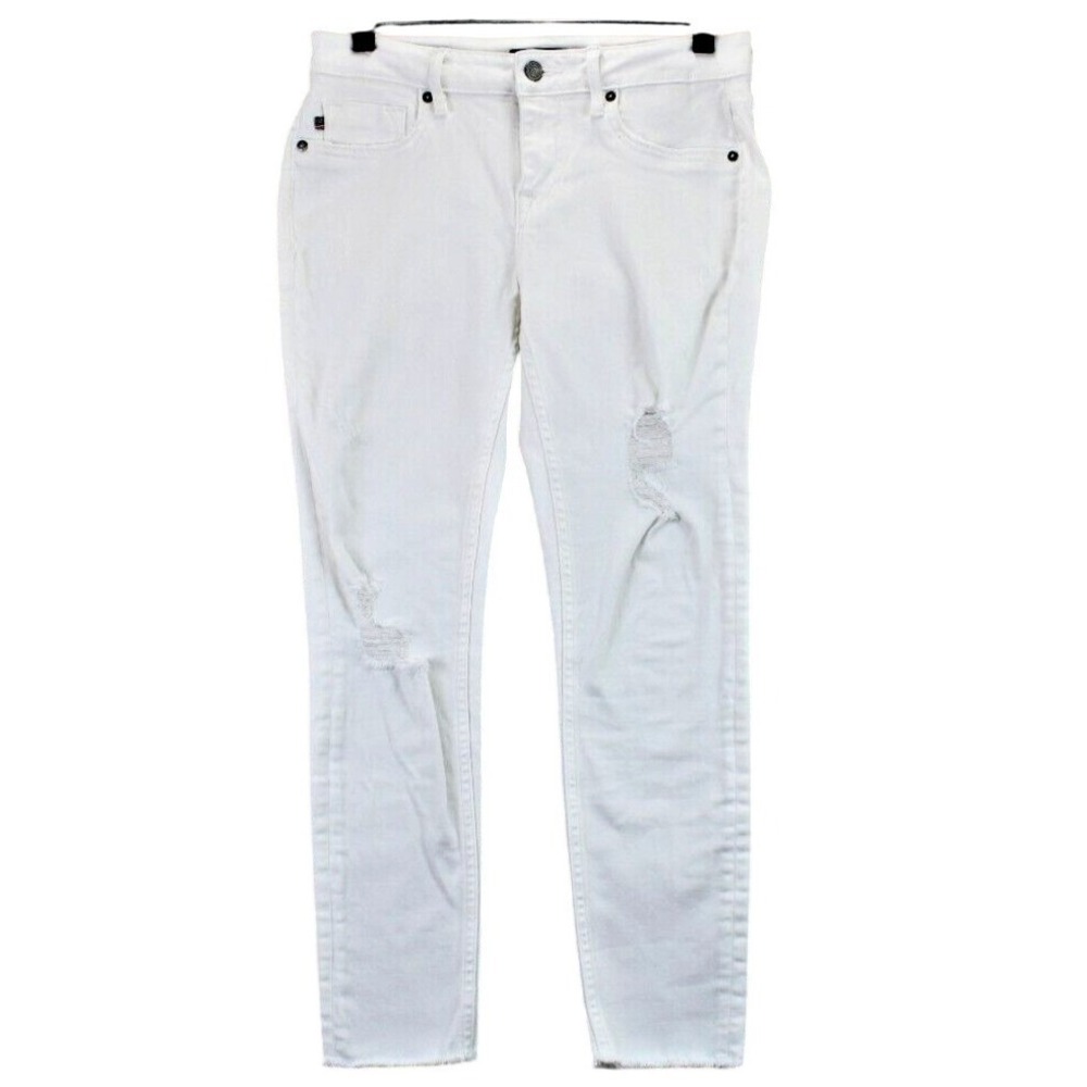 VIGOSS Jagger Skinny Jeans White Distressed Raw Hem‎ Women W28 L27